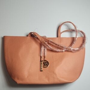 Badgley Mischka Peach Tote with Gold Charm